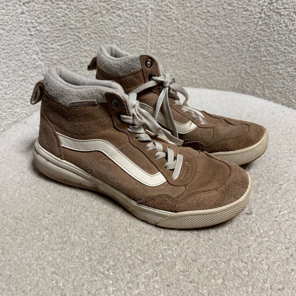 Vans Brown and Cream High-Top Sneakers